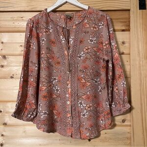 Como Vintage Floral Blouse - Pink and Orange
